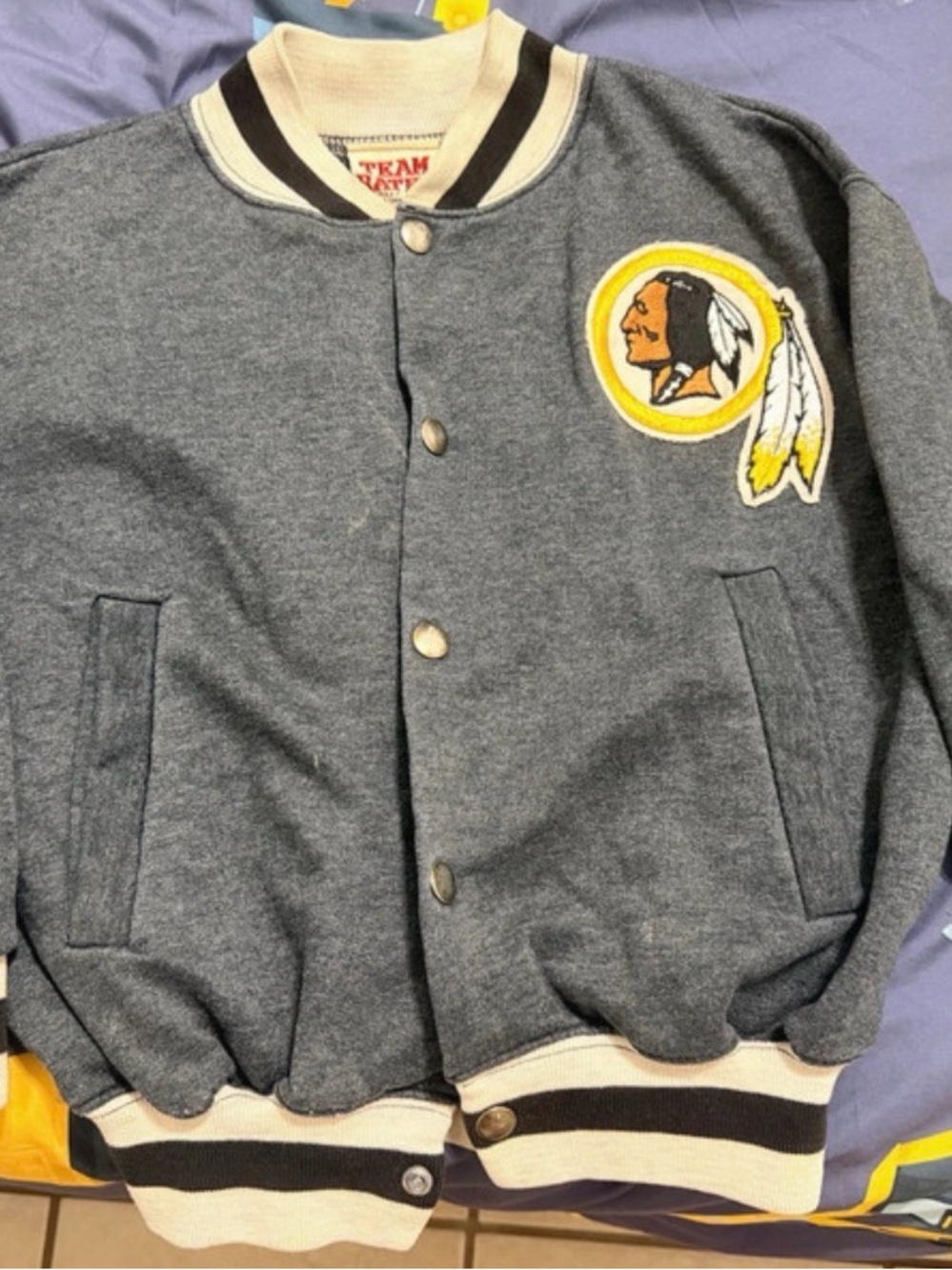 Kids Vintage Washington Redskins Gray Bomber-Style Jacket